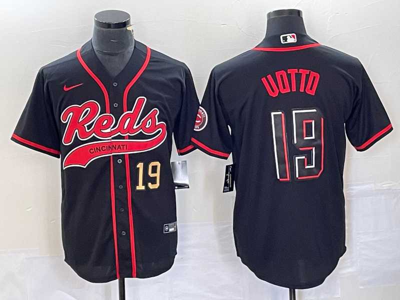 Men%27s Cincinnati Reds #19 Joey Votto Number Black 2023 City Connect Cool Base Stitched Jerseys